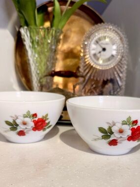 1970’s Arcopal France “Cottage Rose” Dessert Bowls - set of 2